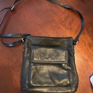 GIANI BERNINI Black Leather CROSSBODY Bag Purse